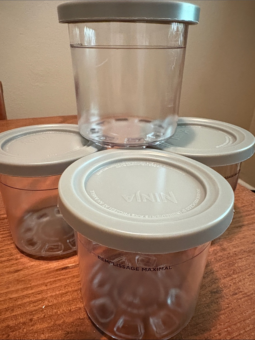 Ninja Creami pint containers with Light Gray Lids - Set of 4